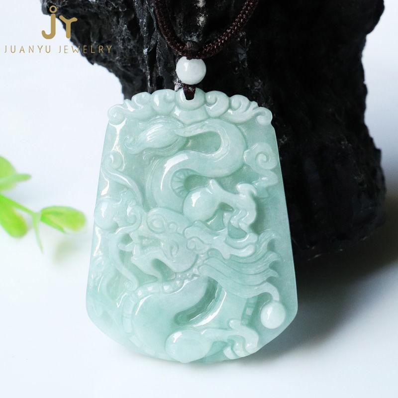 Joyería de Moda Colgante de Jadeíta Tallado a Mano Colgante Encanto de Jade Natural de Birmania Colgante de Dragones Colgante de Jade de Myanmar