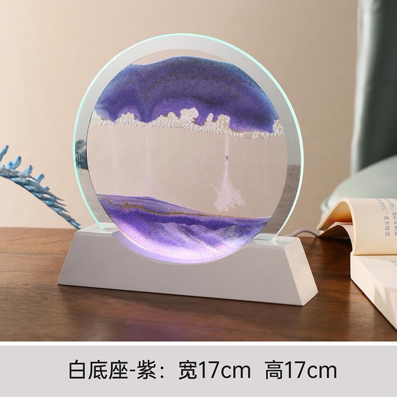 Beweglicher Sand Nachtlichter 3d Sanduhr Treibsand Leuchtendes Ornament Glas Sandlandschaft Handwerk Fließende Malerei Lampen Heimdeko Geschenk