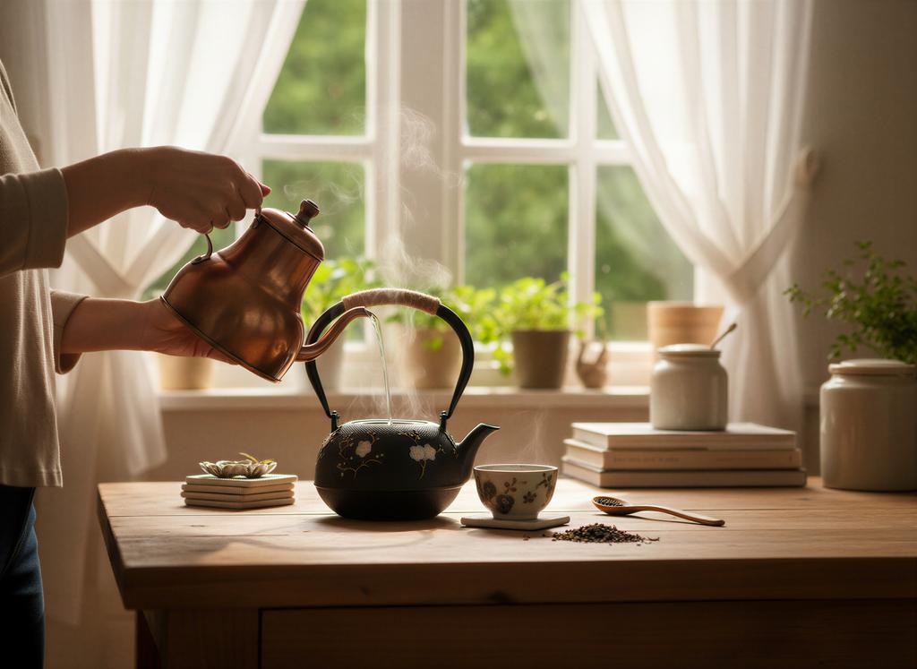 Cast Iron Kettle 1L + Infuser, Strainer For Tea And Herbs + Heater