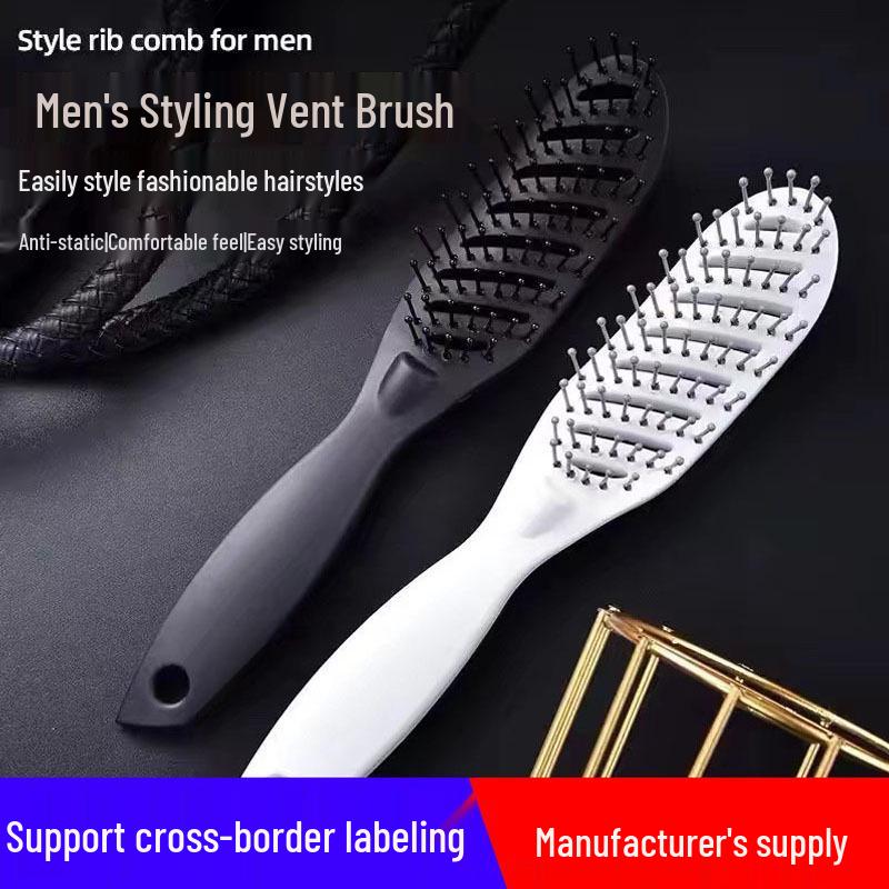 Rib Comb: Men s & Women s Curved Styling Comb - Fluffy & Curling Tool for Easy Hairstyling New Rib Comb Black