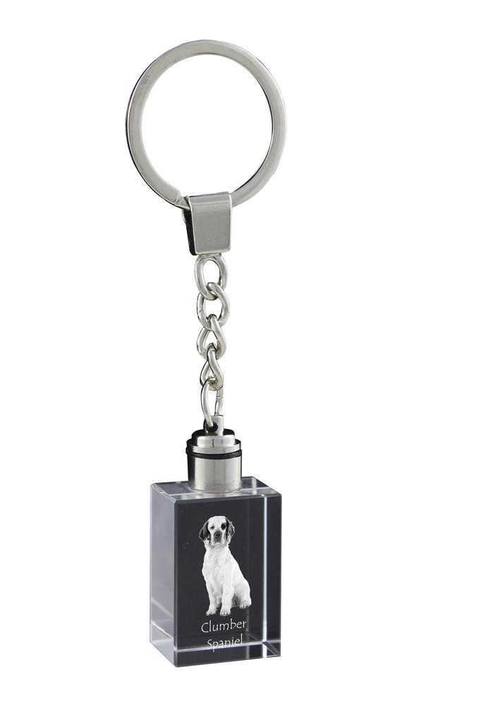 Clumber Spaniel - Crystal Key Ring with Dog Photo, Illuminated Key Ring, Unique Gift by Art-Dog Brand