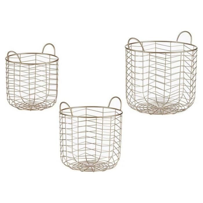 Panier - Lot de 3 - Métal doré - Style contemporain - Utilisation intérieure