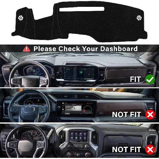 Dash Cover For -2025 2026 Chevy Chevrolet Silverado/GMC Sierra Accessories 1500 2500HD 3500HD Dashboard Cover With HUD Sunshield Non-Slip Center