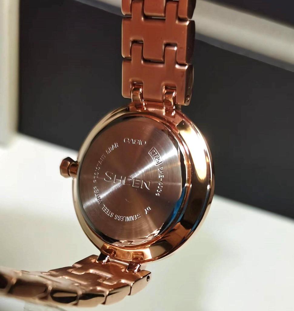 Casio Sheen Crystal Steel Ladies Watch SHE-4034PG-4A