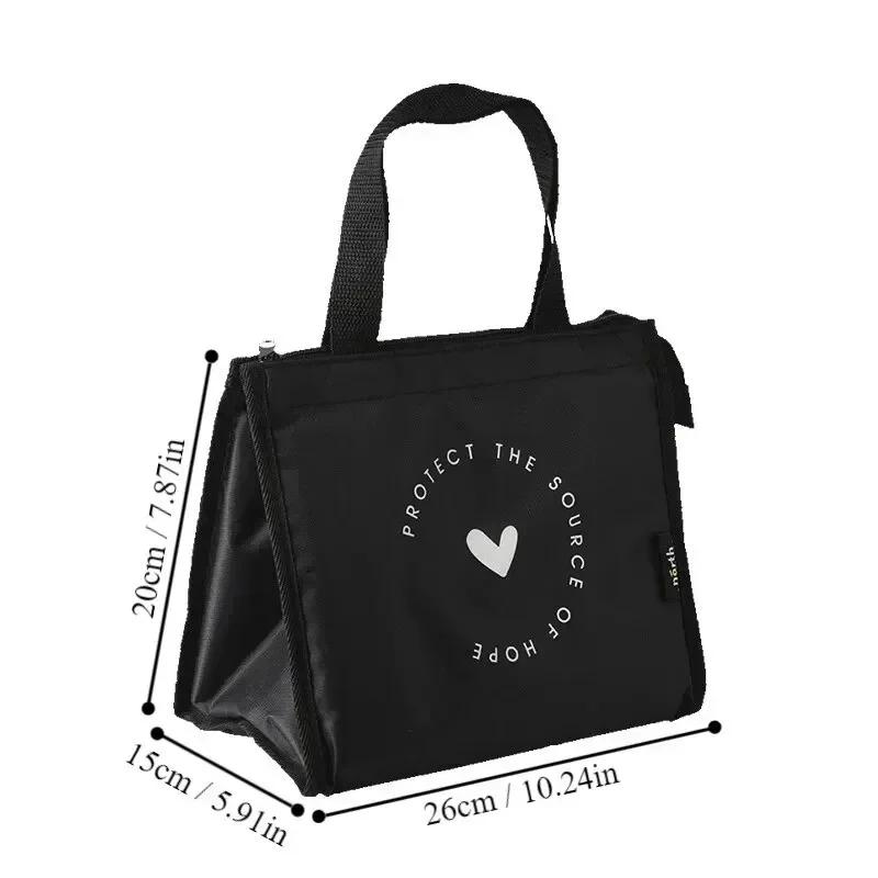 

1PC Waterproof Zipper Closure Insulated Lunch Bag Thick Durable Tote Pouch Large Capacity Portable Container Keep Warm