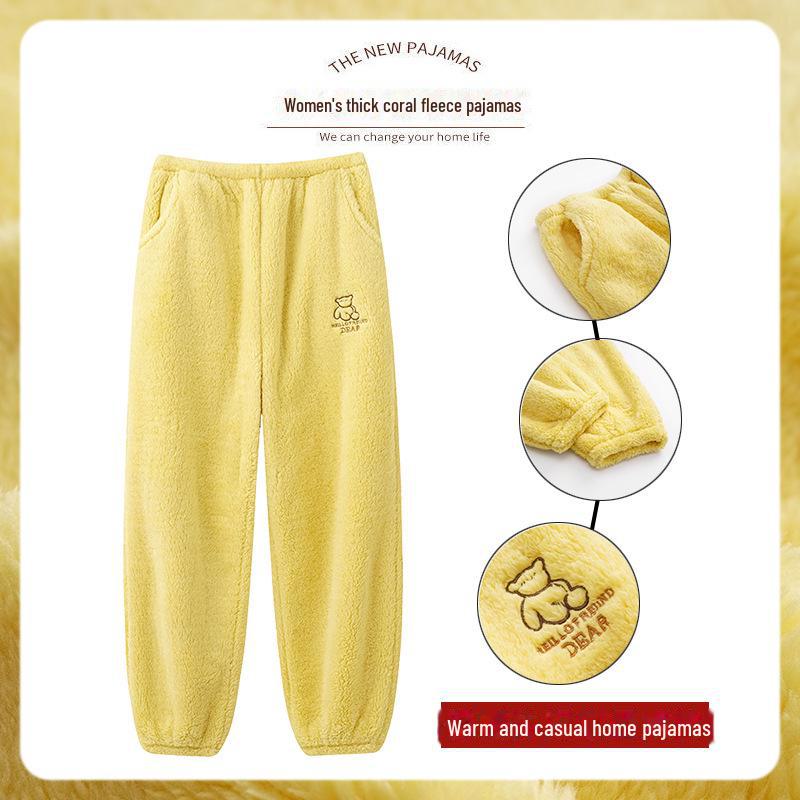 Women's Winter Plush Warm Pajama Pants - Loose, Thickened, Cozy Trousers