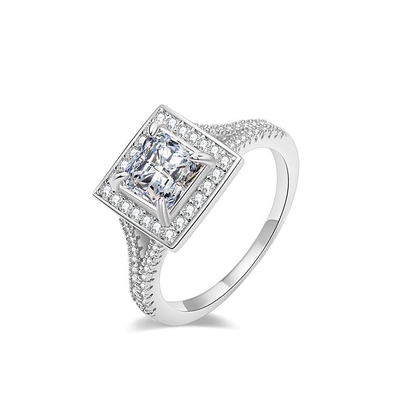 Women's Classic S925 Sterling Silver Moissanite Ring, Full Pave 1CT