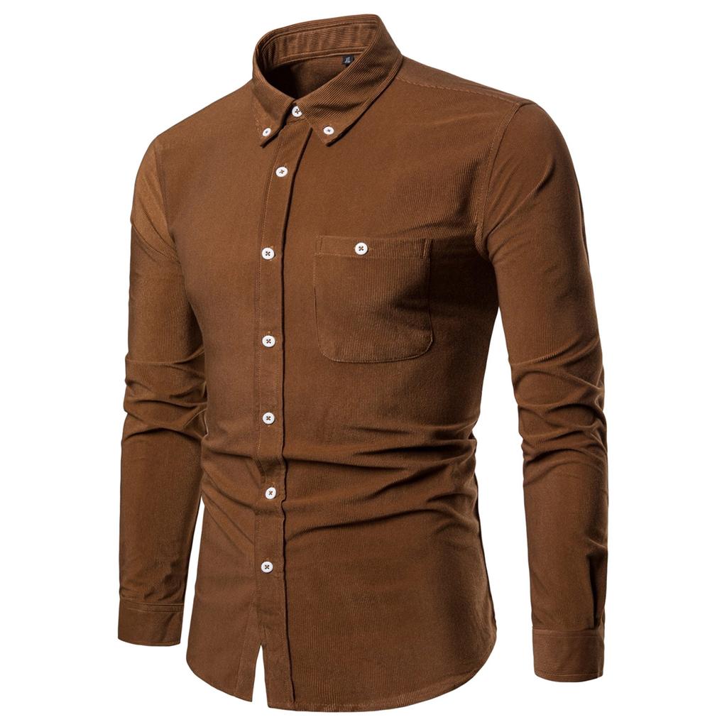 Men's Solid Color Jacket With Pockets Large Size Long Sleeve Shirt Casual Sports Jacket