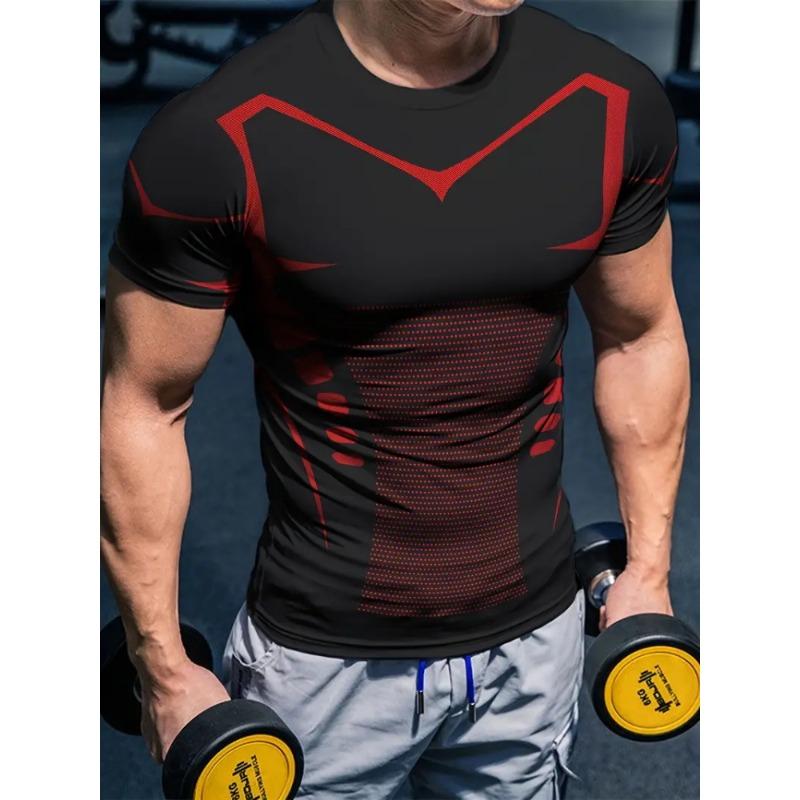 Men's Racing 3D Printed Round Neck Short Sleeve Top Casual Loose Men's T-shirt Daily Sports Sweat Absorbent Short Sleeve