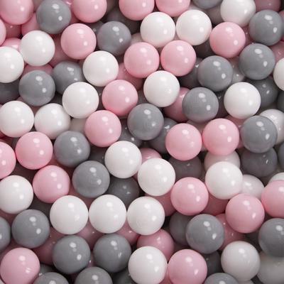 Soft Plastic Play Balls for Children 200 Balls/6cm-2.36in Colourful Certified Made In Eu, White/grey/light Pink