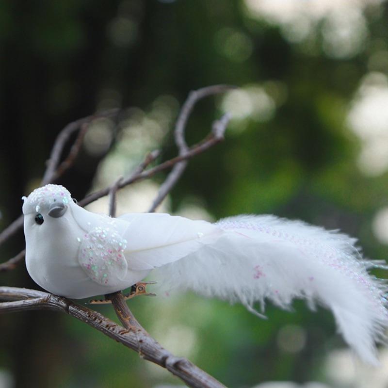 4 buc/set de primăvară stil pastoral simulare pene de pasăre coadă lungă mătase aurie păsări de dragoste curte grădinărit