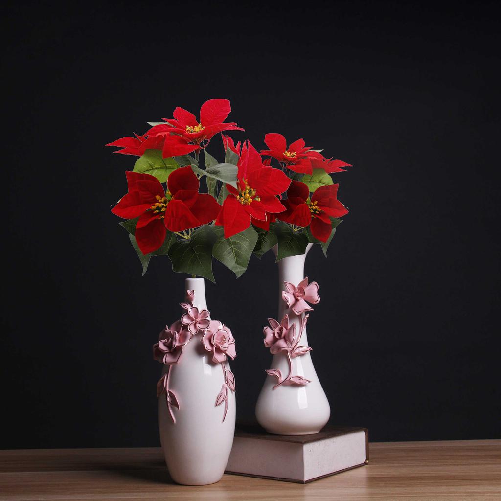 4PCS Faux Flower Red Artificial Flowers Bulk for Wedding Centerpieces Home Decor
