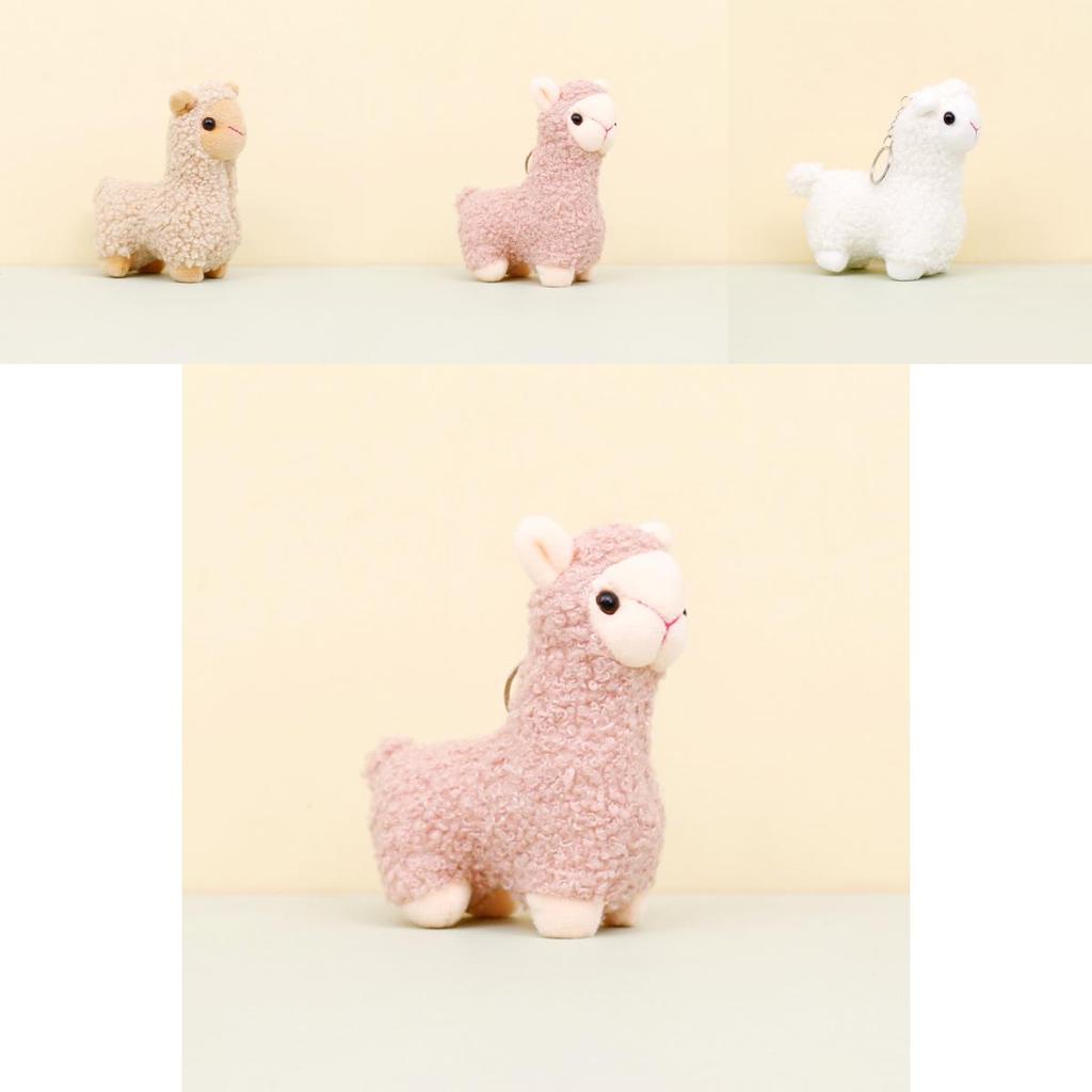 Süßer Cartoon Lama Schlüsselanhänger Weiches Plüschtier mit PP-Baumwollfüllung 12cm