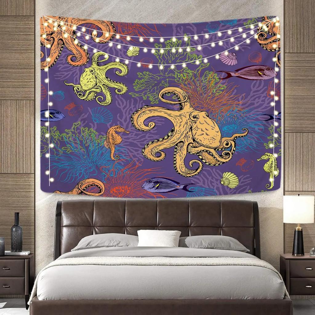 Psychedelic Ocean Octopus Decorative Tapestry Home Wall Decor Office Living Room Tapestry