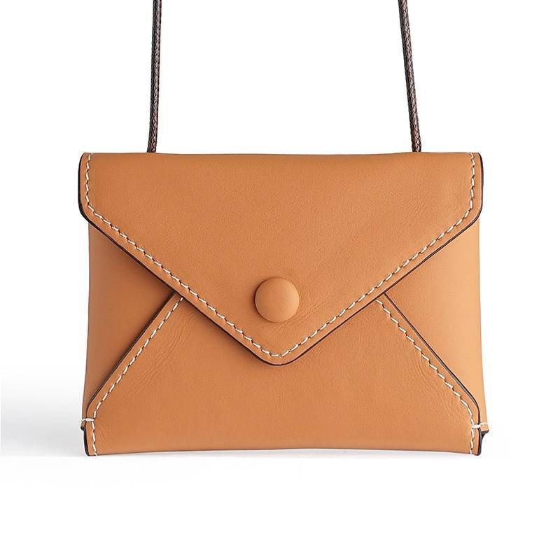 

Mini Leather One-shoulder Cross-section Lipstick Bag Cowhide Makeup Change Purse Earphone Women s Fashionable Coin Storage 7x9x1cm светло-коричневого