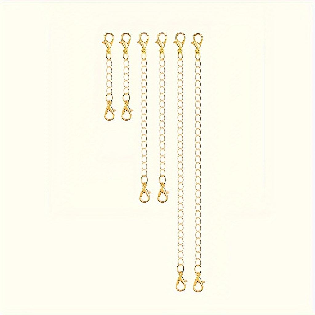 6pcs Alloy Chain Extenders for Jewelry Making, Lobster Clasp Closures, No Mosaic, Bracelet & Necklace Accessories