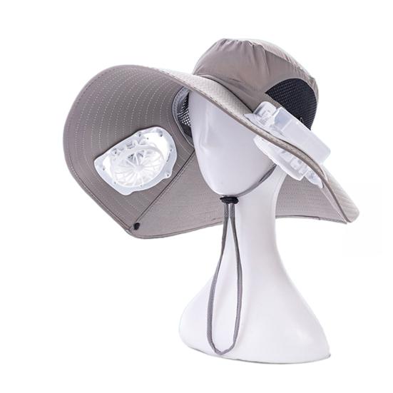 

Мужская шляпа от солнца со съемными вентиляторами на солнечной батарее USB, широкополая шляпа для рыбалки UPF50+, летняя шляпа с регулируемым вентилятором для отдыха на открытом воздухе A