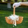 Blumenmädchenkörbe für Hochzeiten, Rattan-Simulationskörbe mit künstlichem Blumenstrauß für Hochzeiten