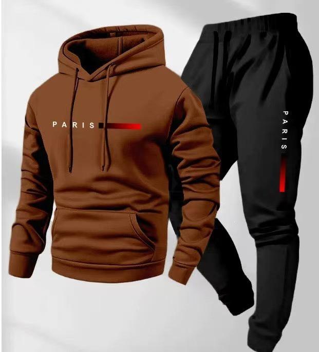 2025 Men's Hooded Pullover & Long Pants Set with Printed Logo