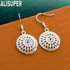 925 Sterling Silver Palace Style Hollow Flower Ball Pendant Earrings - Fashion Banquet Jewelry