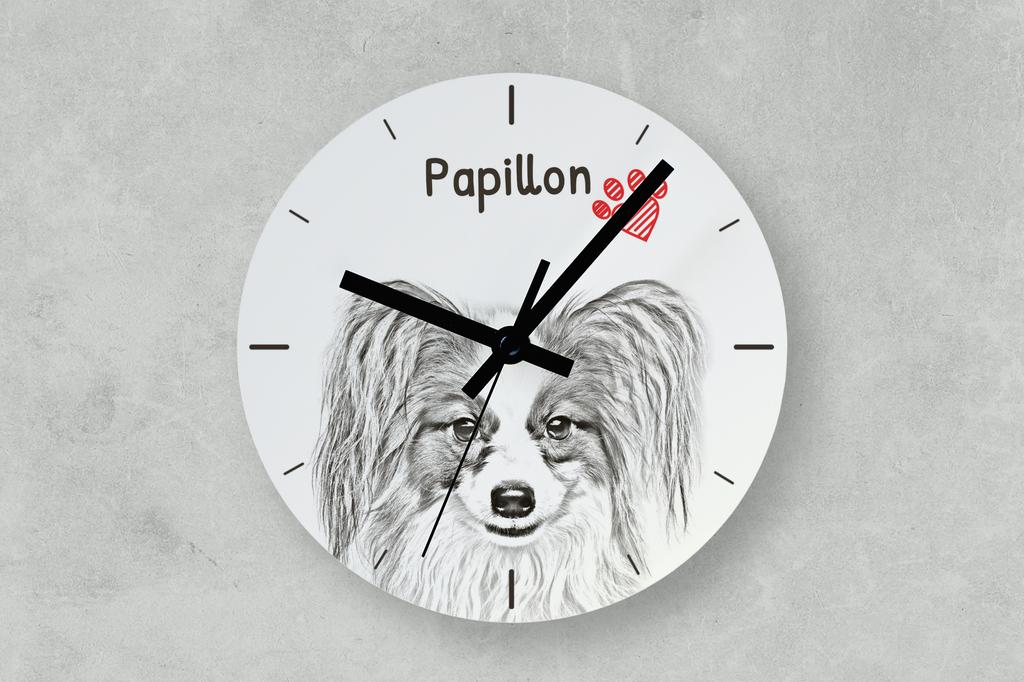 Papillon, Continental Toy Spaniel – Wall clock with a dog, shelf clock with a print | Art-Dog