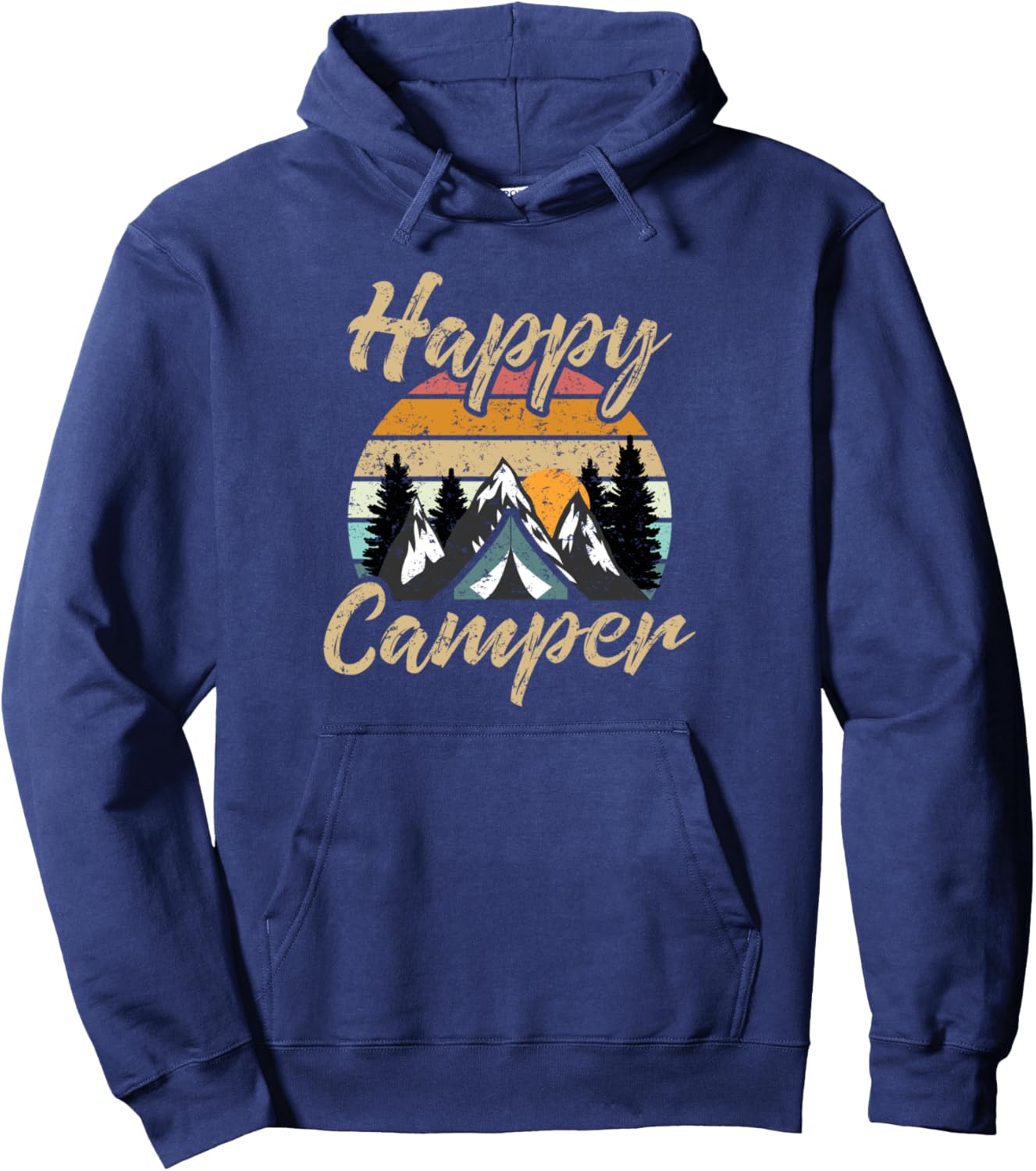

Забавный подарок любителю кемпинга и пешего туризма Happy Camper Gift Pullover Hoodie Print Original Design Gifts Women Unisex Hoody XXXL синий