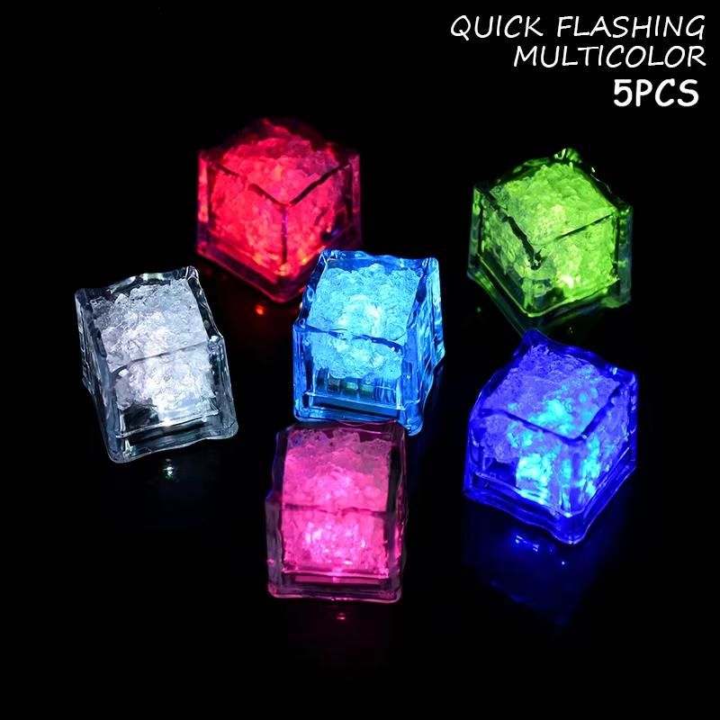5Pcs Led Ice Cube Waterproof Multicolor Flashing Glow In The Dark For Wedding Party Bar Decoration