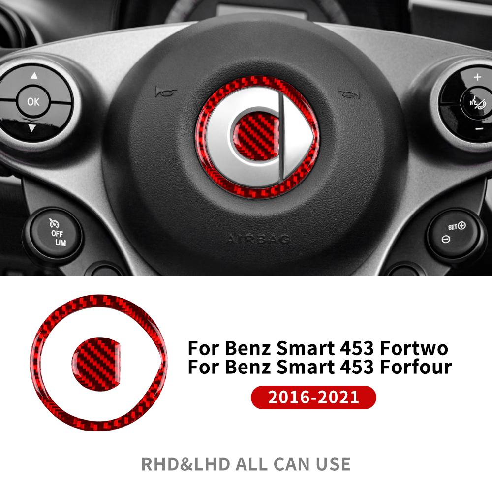 Real Soft Carbon Fiber Steering Wheel Trim Sticker For Mercedes Benz Smart 453 Fortwo/Forfour 2016 2017 2018 2019 2020 2025-2025