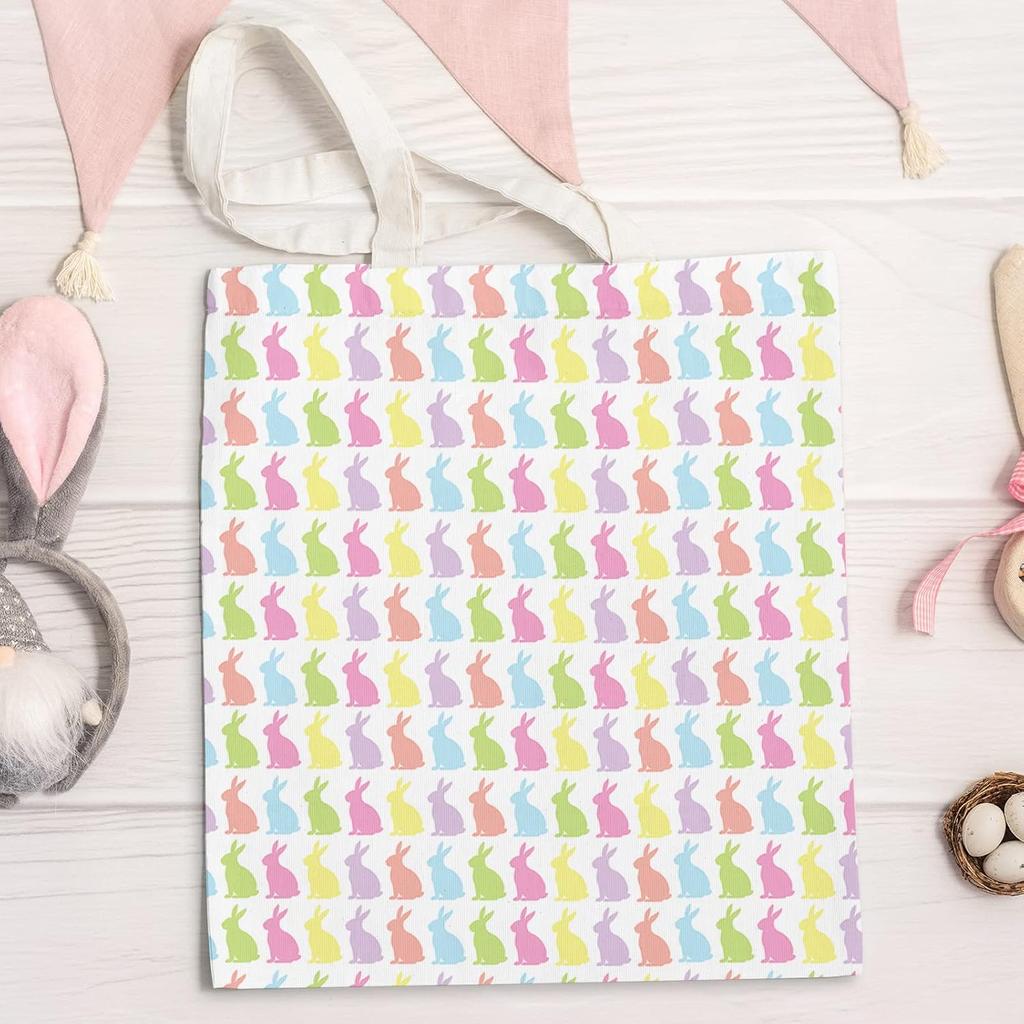 Whaline 12Pcs Easter Cotton Fabric Bundles 18 X 22 Inch Easter Bunny Egg Carrot Printed Fat Quarters Happy Easter Quilting Patchwork Squares Sewing