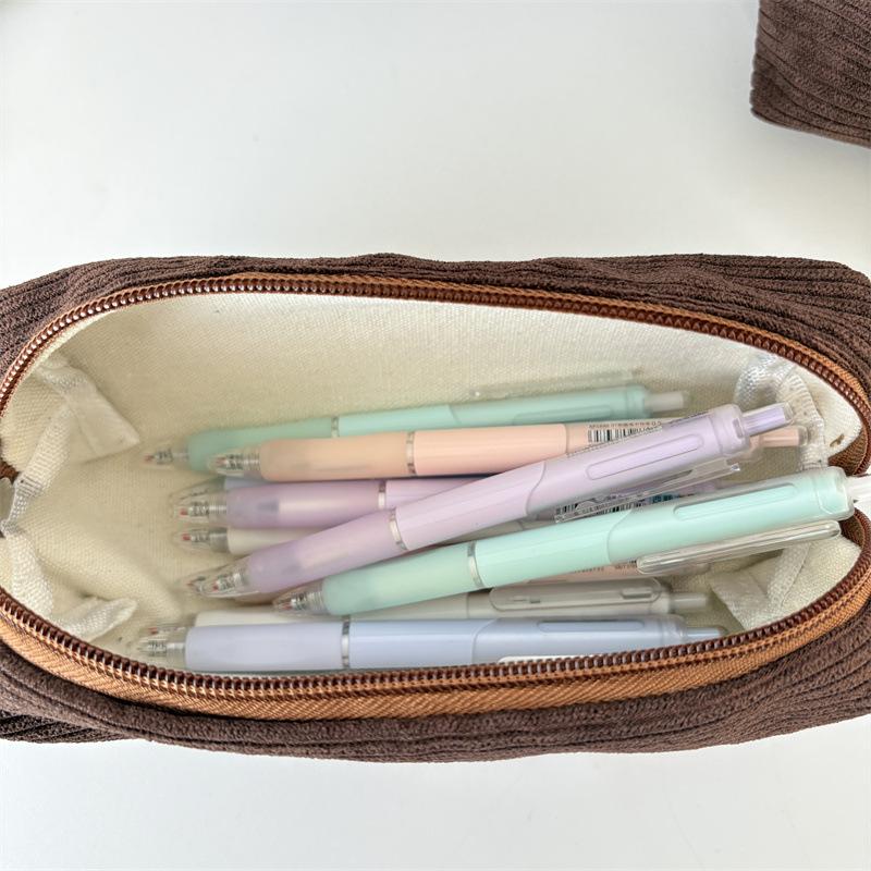 Cute Corduroy Makeup Bags Pencil Case Solid Color Pen Bag Pouch Gift for Girls School Office Stationery Organizer Supplies