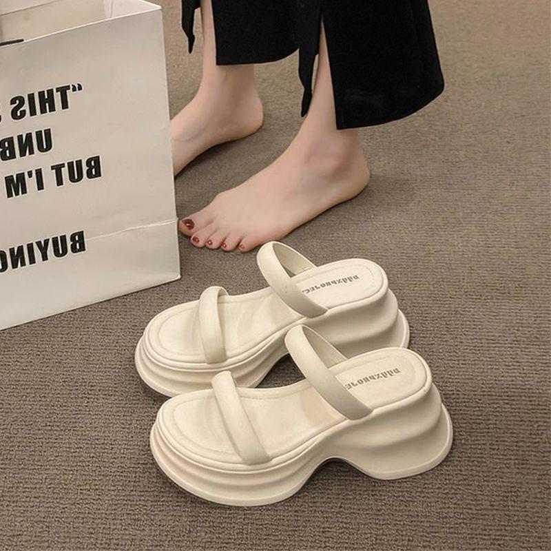 Slippers Women's Summer Outer Wear Fashionable Thick Bottom with Skirt Height Increase New High-end High-heeled Beautiful Cool Slippers