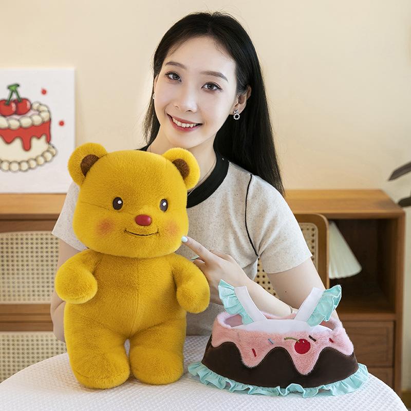 Cute Cake Bear Plush Toy Store Decoration Activity Gift Children's Doll Butter Bear Home Ornament