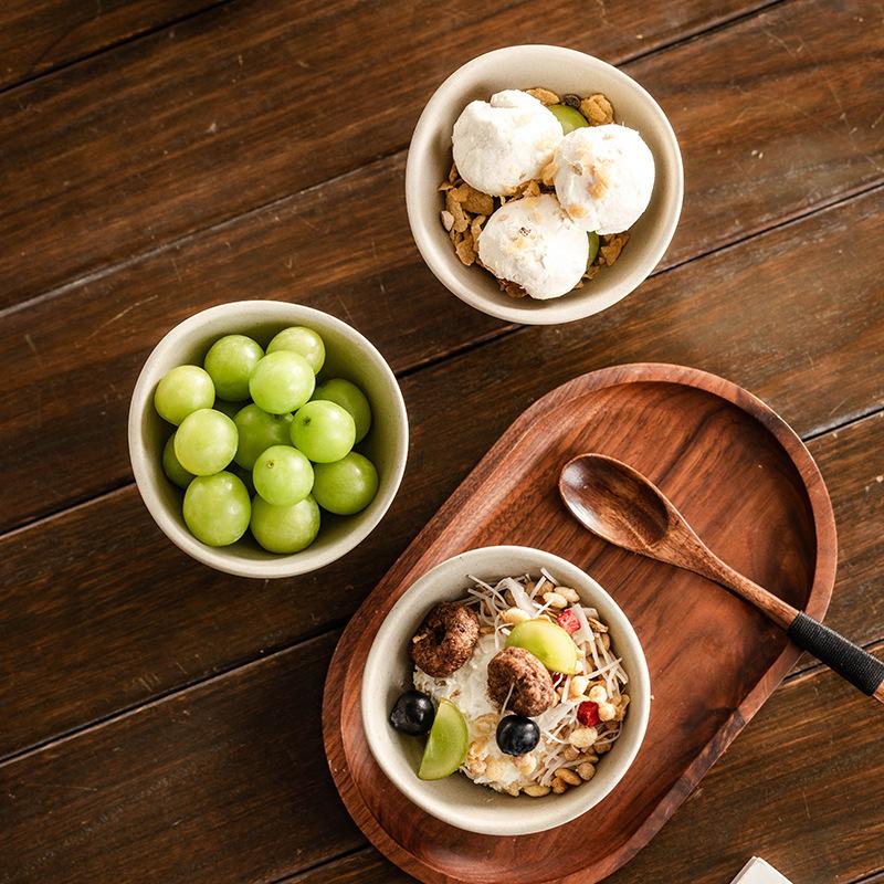 Handmade Stoneware Dessert Bowl Ceramic Tableware High-end Unique Yogurt Oatmeal Ice Cream Cup