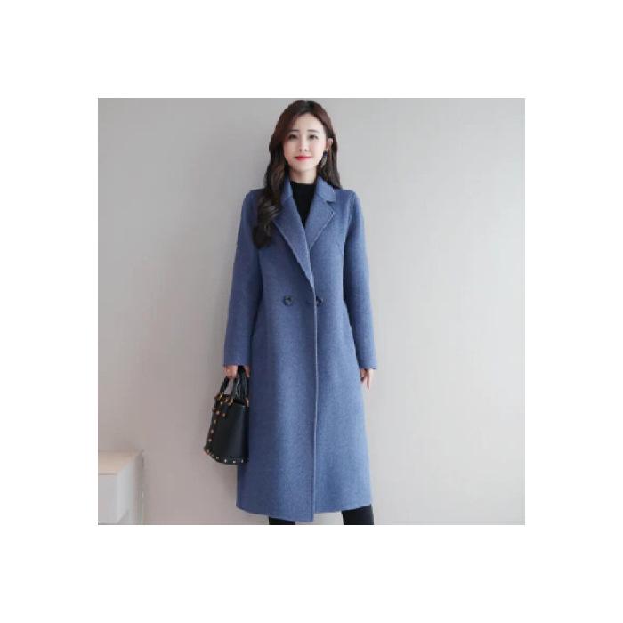 Dámský vlněný kabát střední délky - Jaro/Podzim, Volný střih, Nadměrná velikost, Korejský styl