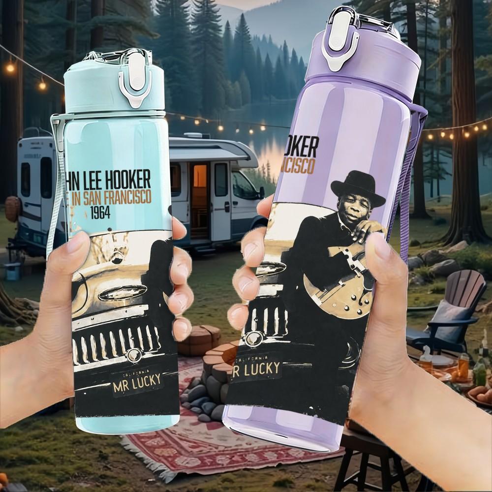 1PC Retro Male Musician 750ml Sports Water Bottle Leakproof Straw Lid Outdoor Office Home