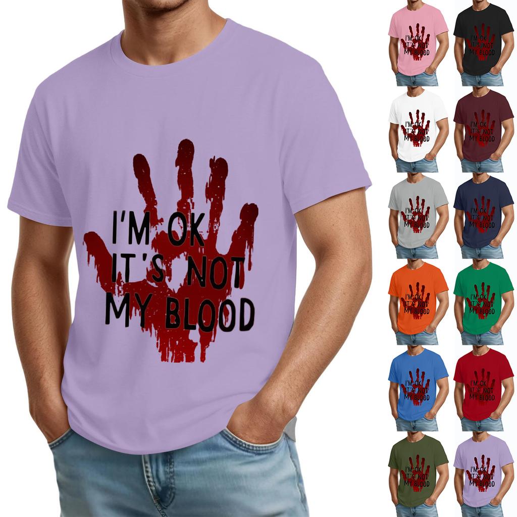 Men's Casual Short Sleeve Halloween Print T-Shirt - Lightweight Breathable Round Neck Top
