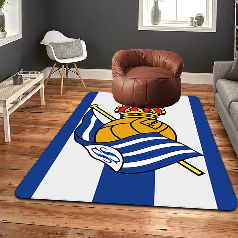 Real Sociedad Pattern Rug Floor Mat for Living Room or Bedroom Soft and Comfortable Carpet a Gift for Birthday and Holiday.