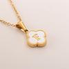 Gold-plated Letter Necklace for Elegant Women - Four-leaf Clover Letter Pendant Necklace