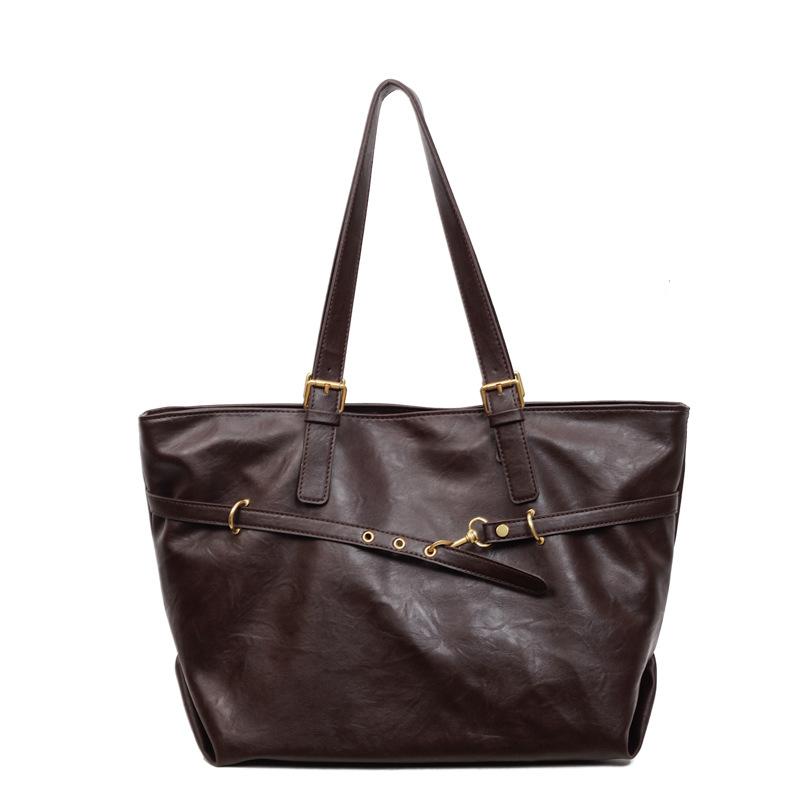 Winter Retro Bag Women's 2025 New Large-capacity Fashionable Versatile Shoulder Bag Simple Commuter Tote Bag
