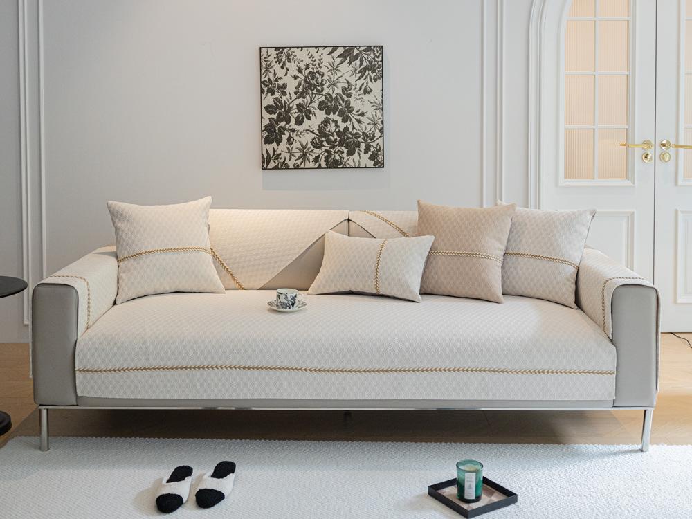 Light French Cream Blizzard Neil Sofa Cushion Universal In All Seasons New Backrest Cover Cloth Towel Non-Slip Cushion