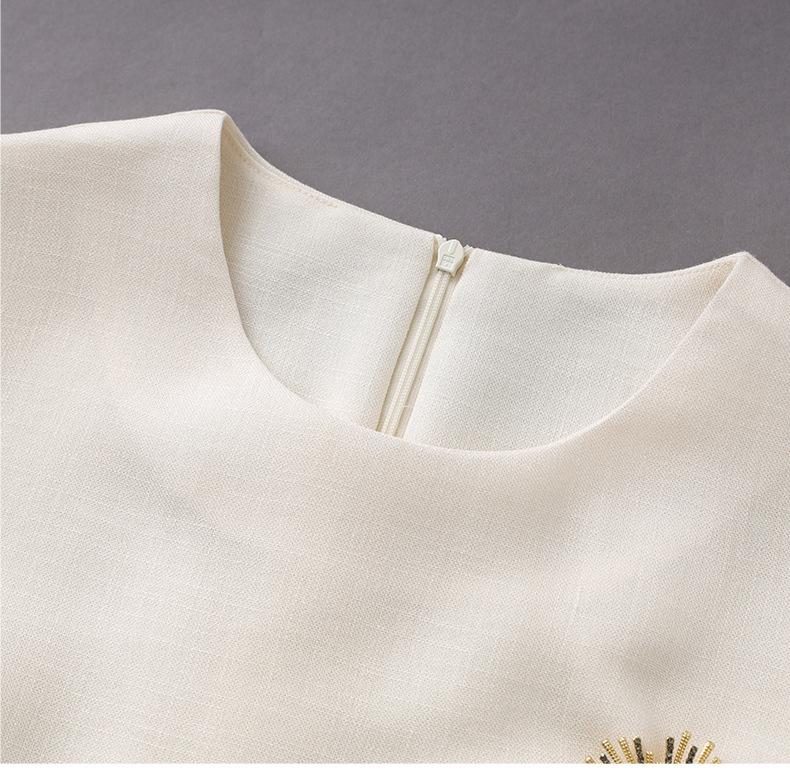 Elegant Spring Linen Dress - Women's Waist-Hugging, Refined Fashion