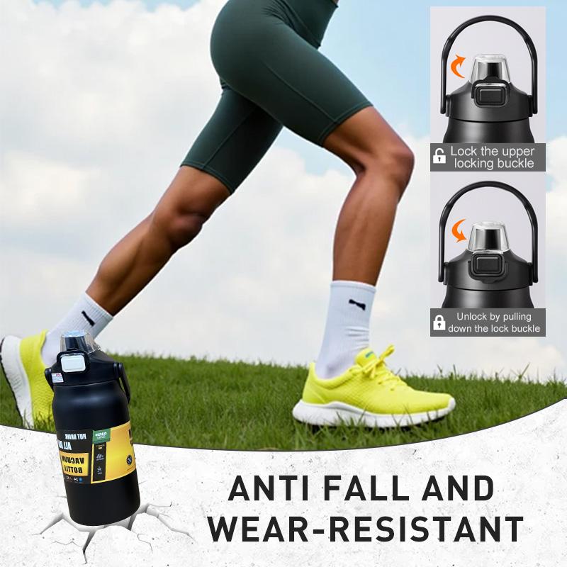 Isolierte Wasserflasche aus Edelstahl, große Kapazität, tragbare Thermoskanne für Outdoor-Sport, Wandern, Reisen, Vakuumisolierter Becher, Heiß-/Kaltgetränkebecher