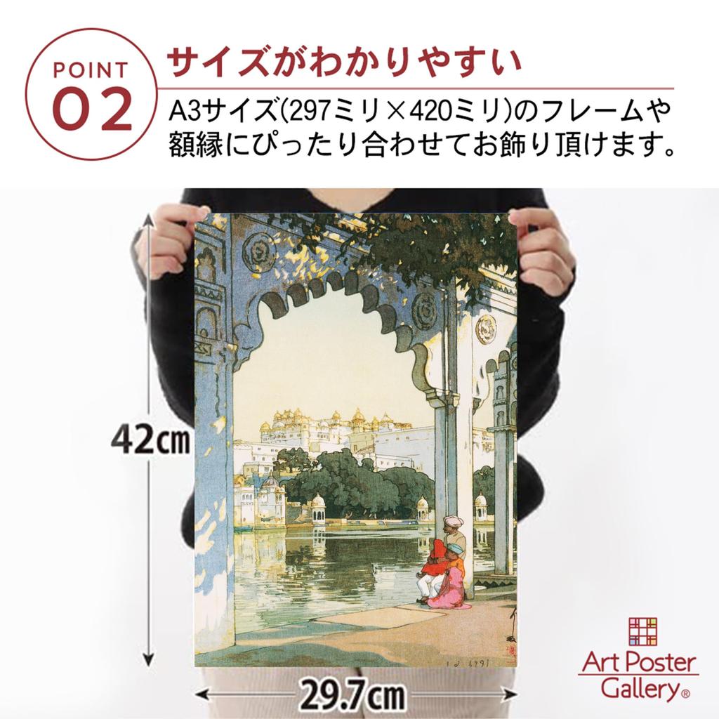 Hiroshi Yoshida Poster Reproduction (Castle of Udaipur) A3 Size (Japanese Painting) Interior Wallpaper Painting Art Poster