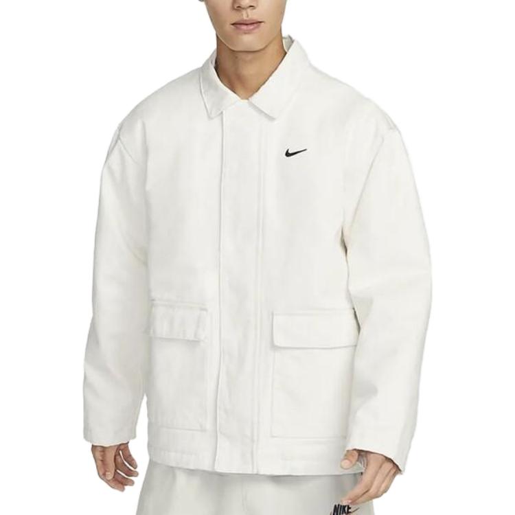 Nike Solid Color Logo Pocket Long Sleeve Jacket Men Outerwear White DQ4939-030
