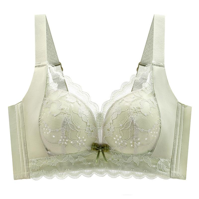 Underwear summer thin women's no steel rim breathable large chest small anti-sagging adjustment type pull gather bra cover