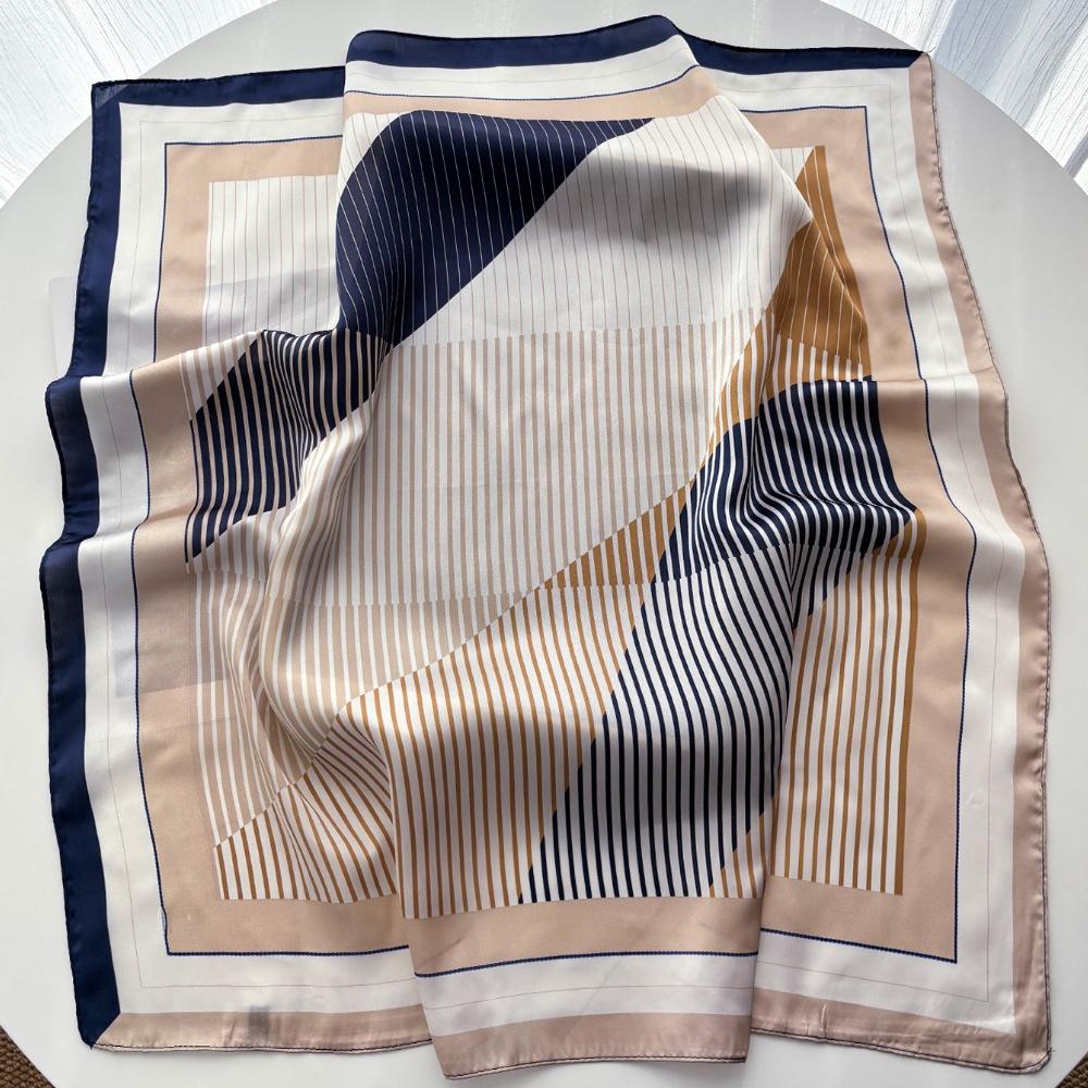 

Imitation Silk Square Scarf For Women Stylish Printed Bandanas Hairband Luxury Hijab Neckerchief Elegant Shawl Wraps