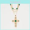 Collier Pendentif Croix Femmes Vintage Géométrique Alliage Chaîne Multicouche Accessoire Pour l'Été