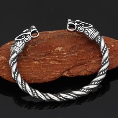 Men Bracelet Solid Color Vintage Stainless Anti-deformed Easy To Match Decorative Opening Twisted Dragon