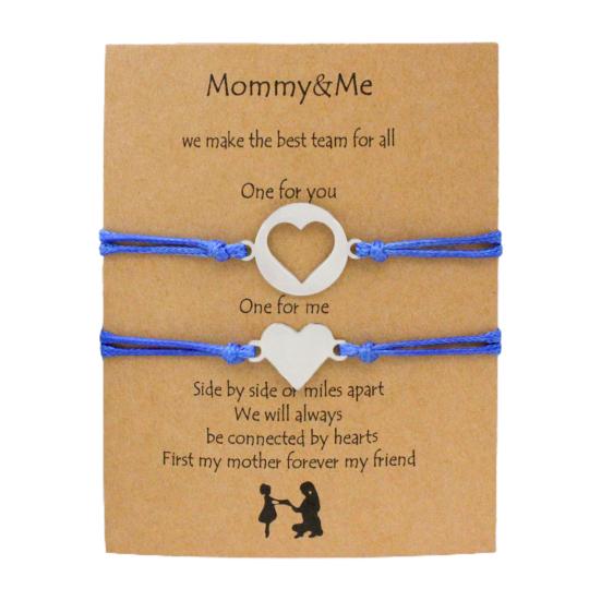 1 pár náramků matka-dcera, nastavitelná tkaná šňůrka, ležérní geometrická dekorace pro všechny příležitosti, zpět na