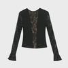 Women's 2024 Winter Lace-Stitched Flared Sleeve Long Sleeve Top